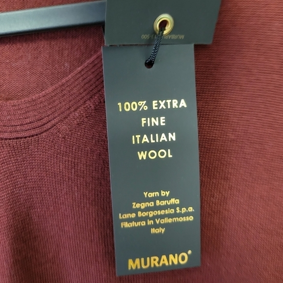 Murano Merino wool Crewneck sweater Wine Red L - Picture 5 of 8